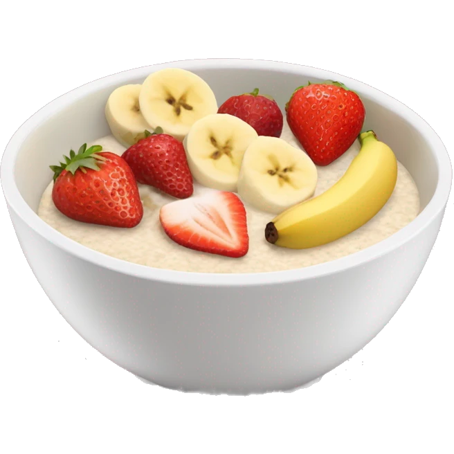 porridge in a pretty girly bowl with toppings like strawberry’s and bananas emoji