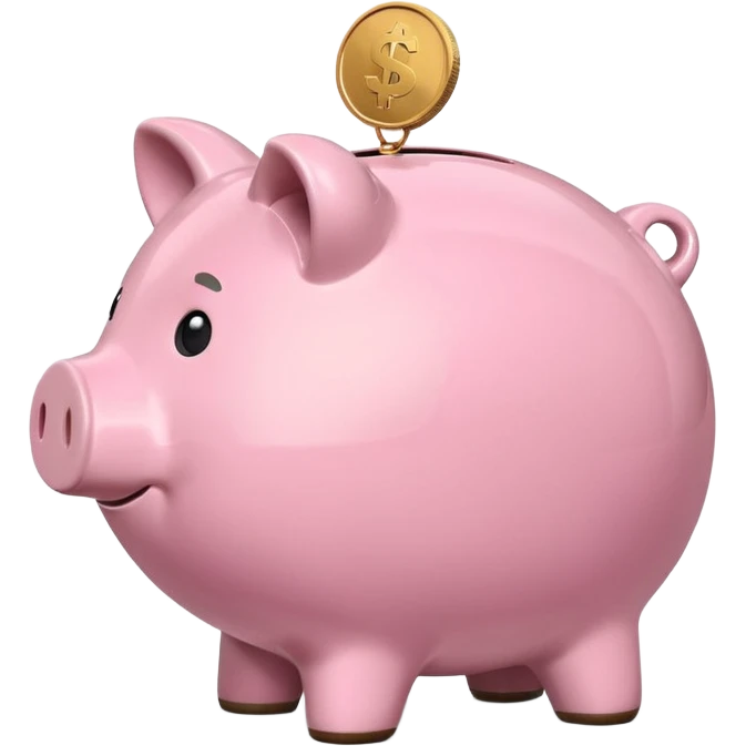 A piggy bank with a coin being inserted, symbolizing company pension savings. Minimalist, clean emoji design. emoji