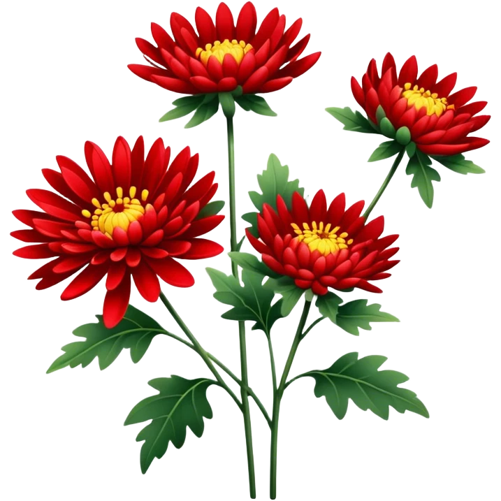 single Bright Red Chrysanthemum, straight stem emoji