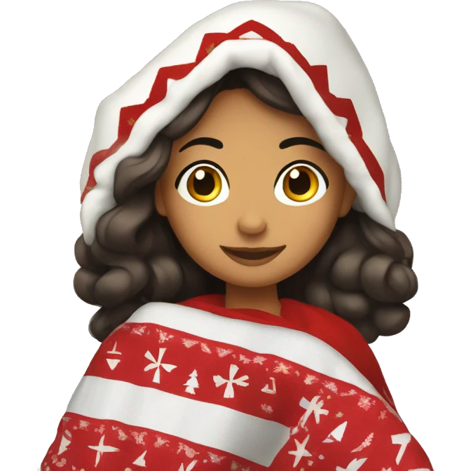 Hispanic Girl with Christmas blanket  emoji
