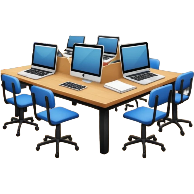 study space with students working on a big table emoji