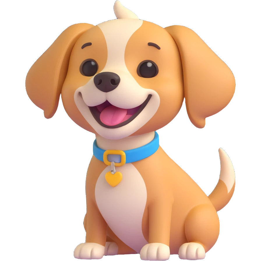 um cachorro feliz, estilo 3D fofo emoji