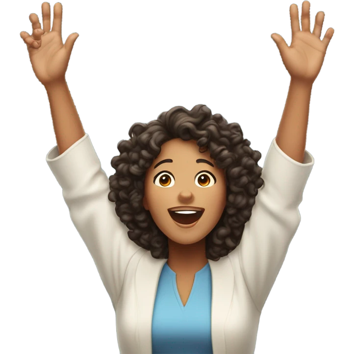 Curly-haired biracial woman preacher, praising the lord in the sky  emoji