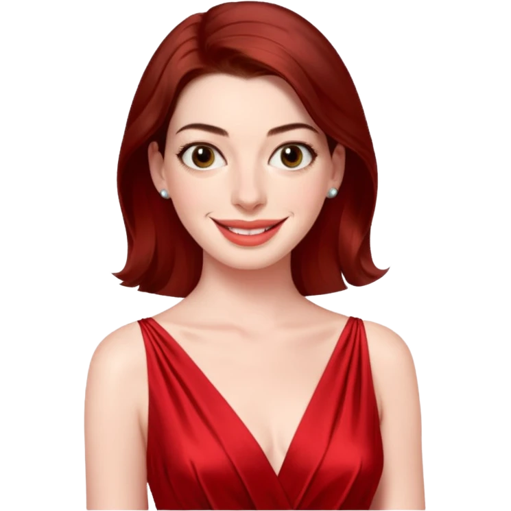 Anne Hathaway in red dress emoji