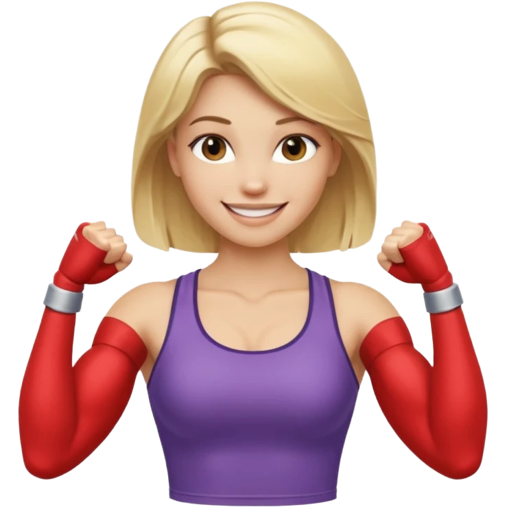 blonde young women show biceps emoji emoji