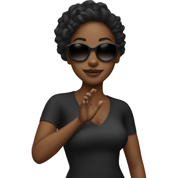 black girl with shades waving hi emoji