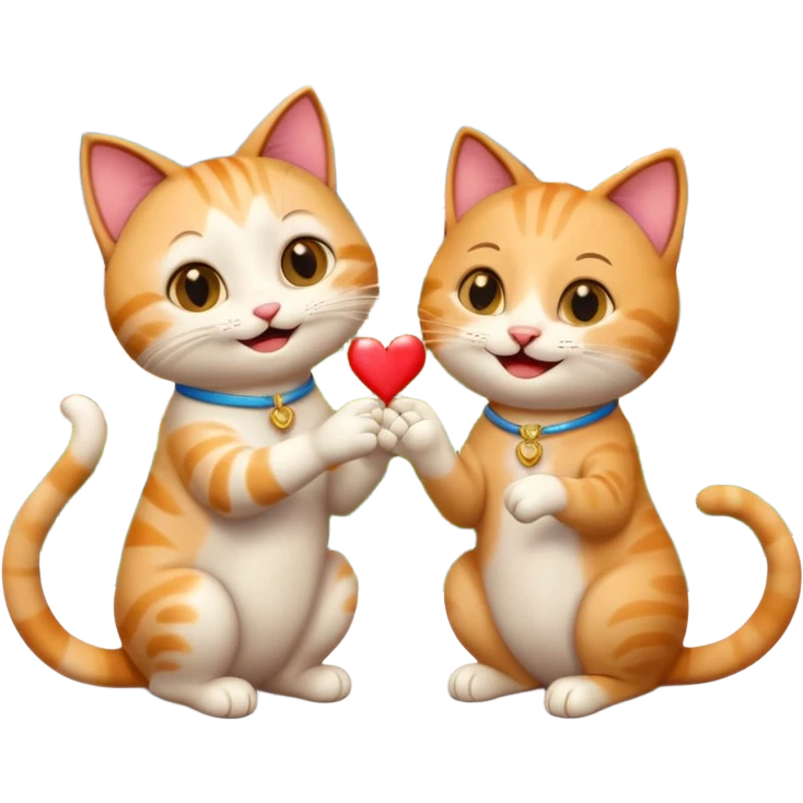 one happy cat proposing marriage to another happy cat in Italy, joyful, expressive, with a ring or proposal gesture, Italian scenery, emoji style emoji