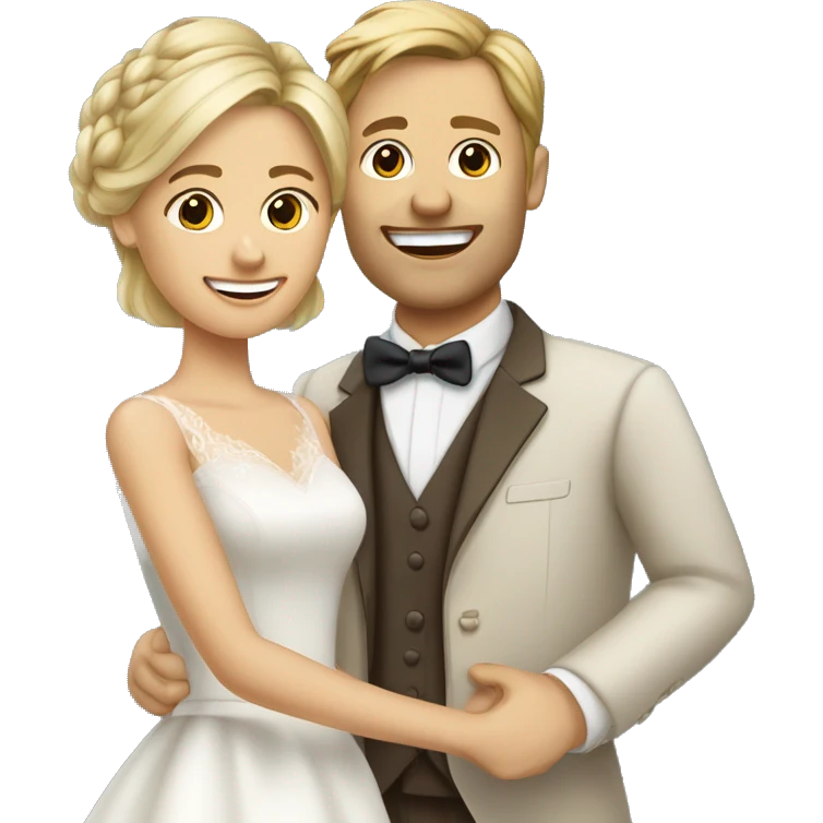 Blonde Frau lange Haare und Mann mit Anzug braune Haare und Bart heiraten emoji