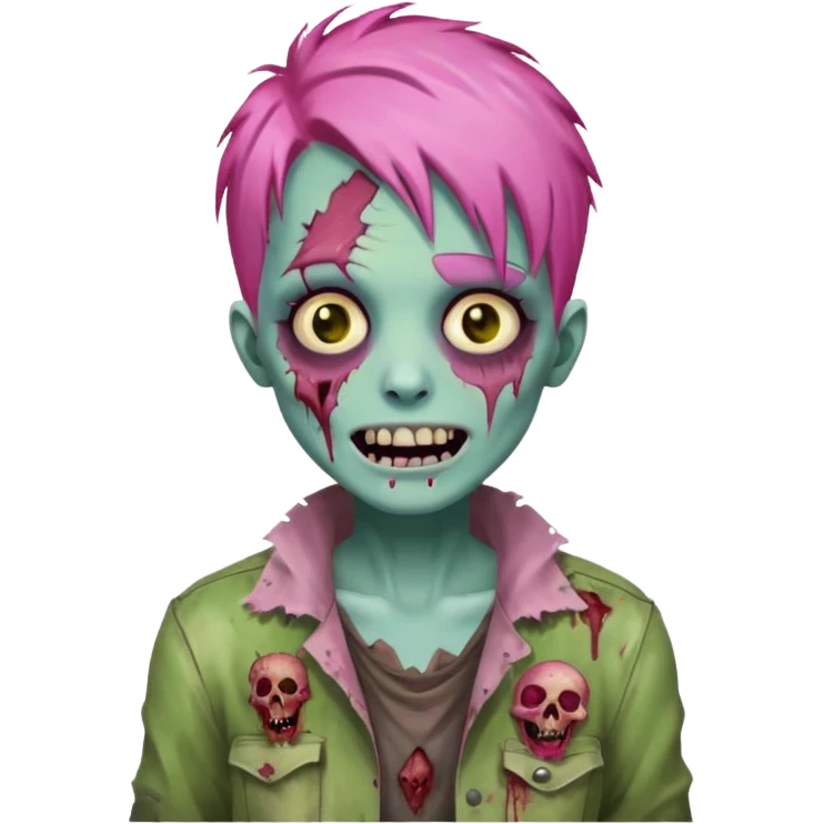 happy zoombie pink hair emoji