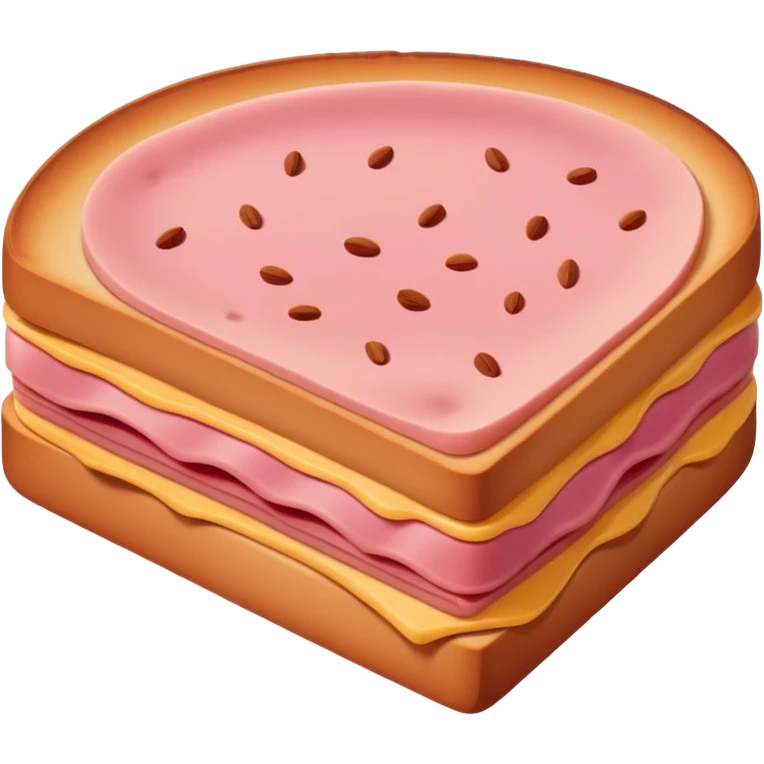 single bologna slice, flat, pink emoji