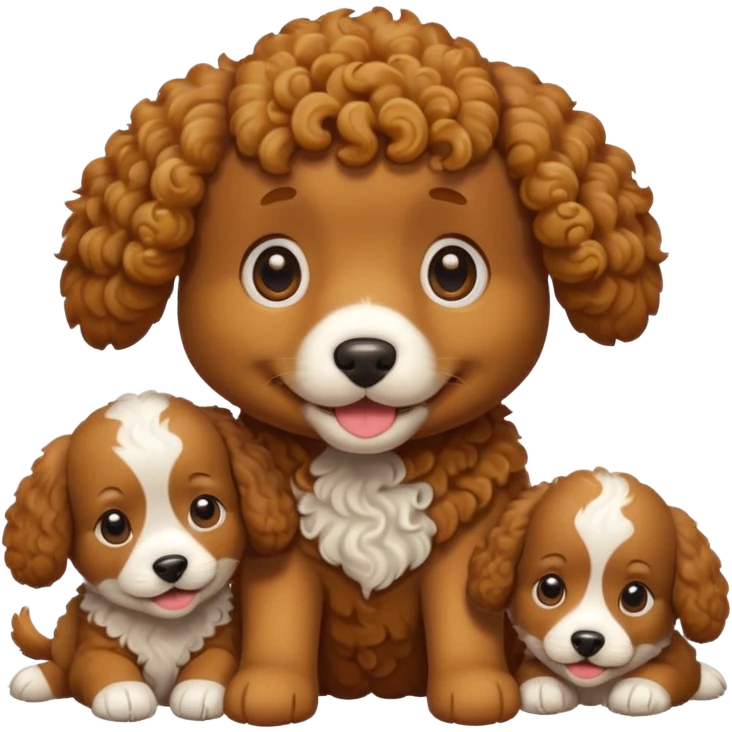 curly dog with its puppies emoji