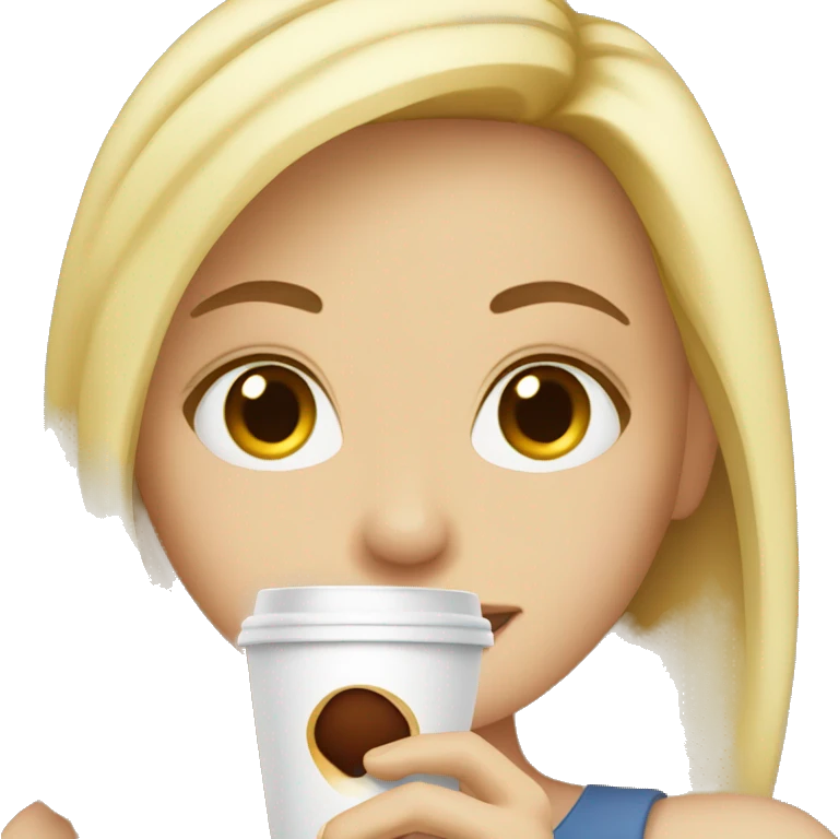 a blond white girl drinking coffe emoji