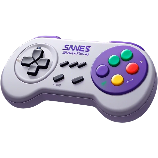 Clash of Clans aesthetic: Cinematic Playful SNES Controller Portrait Emoji, rendered in a 3D vector-style similar to standard emojis with minimal shading and bold, simplified shapes. A compact, distinct form with signature details, softly glowing with a nostalgic gaming charm. Simplified yet unmistakably iconic, highly detailed and consistent, glowing with a soft radiance and high shine. Stylized with a touch of retro gaming magic and a soft glowing outline, capturing the essence of a beloved gaming relic with a friendly, playful manner! emoji