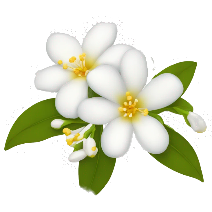 Jasmine flowers with white petal and yellow center with stamen emoji