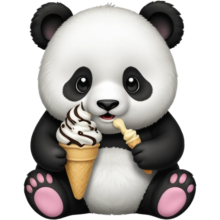 Panda eating ice cream emoji
