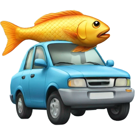 Fish driving car emoji