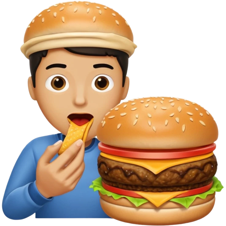 Person taking big bite out of burger emoji