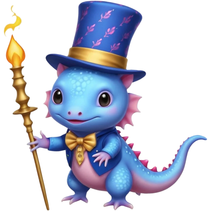 blue axolotl with magician hat emoji