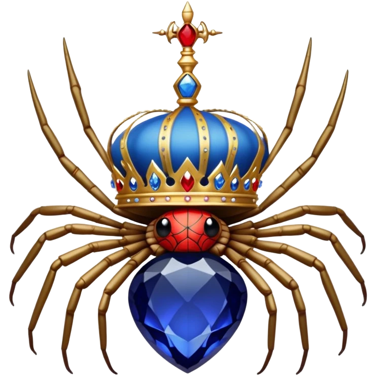 Bleu and red crown with a spider on it  emoji