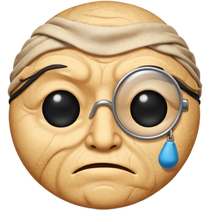 Create Emoji face only 1 eye patch black old person emoji