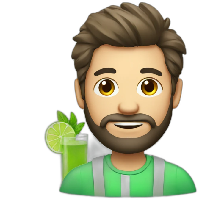 man with beard and with mojito emoji