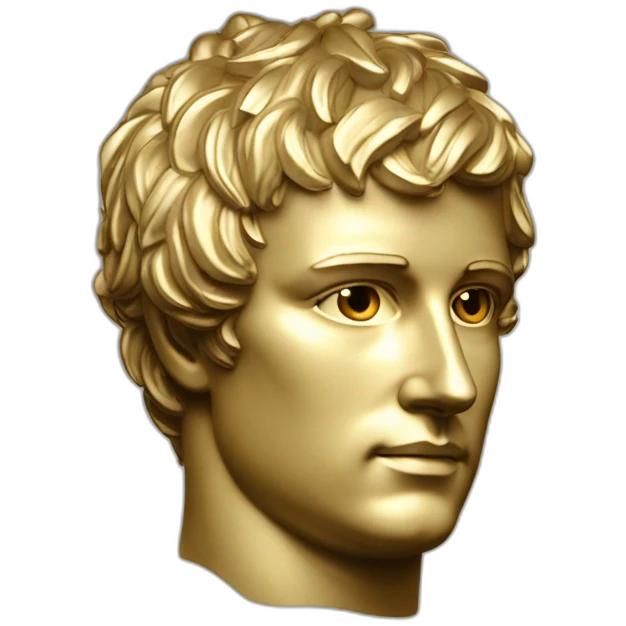 Laurel wreath on short hair serious napoleon bonaparte golden statue emoji
