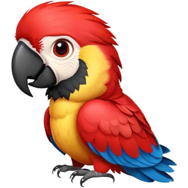 cinematic-cute-macaw-portrait-emoji,-head-tilted-playfully-and-inquisitively,-with-a-dazzling-red-plumage-and-round,-sparkling-eyes-filled-with-charm,-simplified-yet-irresistibly-adorable-features,-highly-detailed emoji