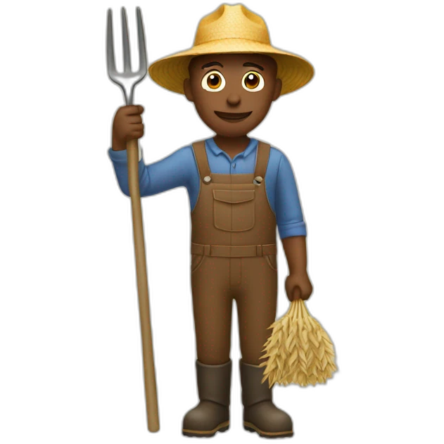 saluting farmer with pitchfork emoji