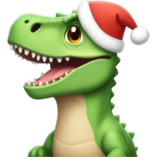 dino wearing a christmas hat emoji