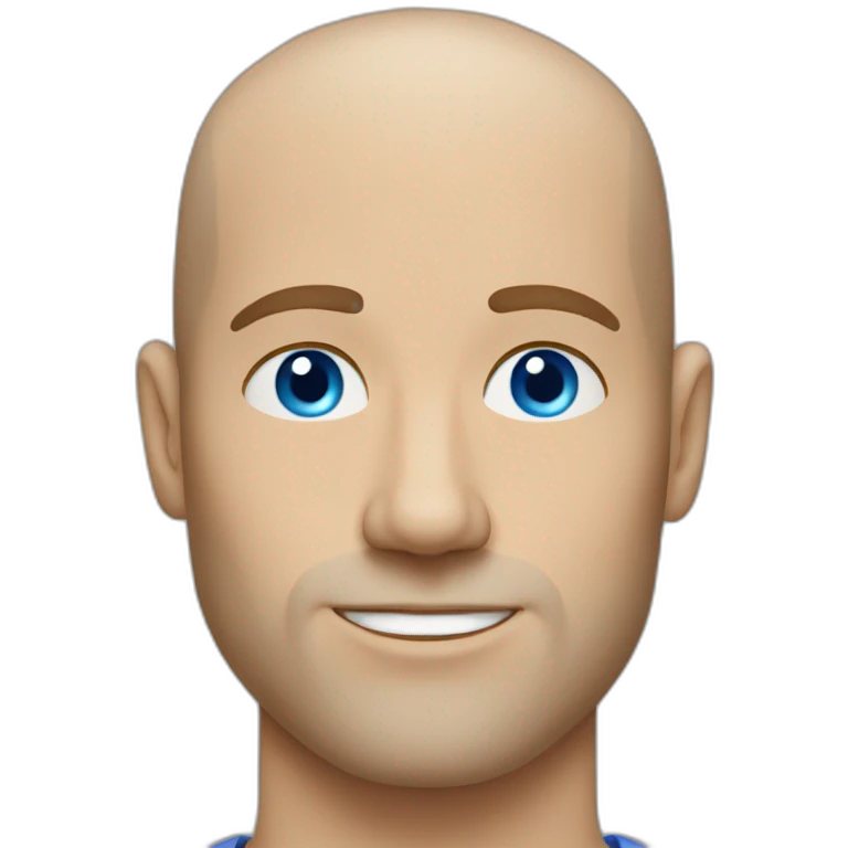 white man in his thirties shaved brown hairs blue eyes emoji