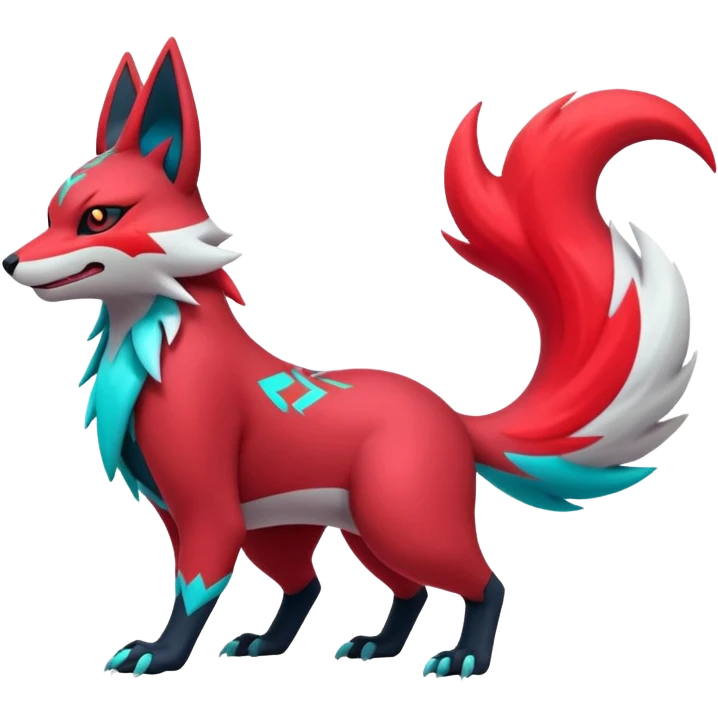 Futuristic shiny colorful neon vibrant bright patterned Zoroark-Zangoose-Litten-hybrid-creature emoji