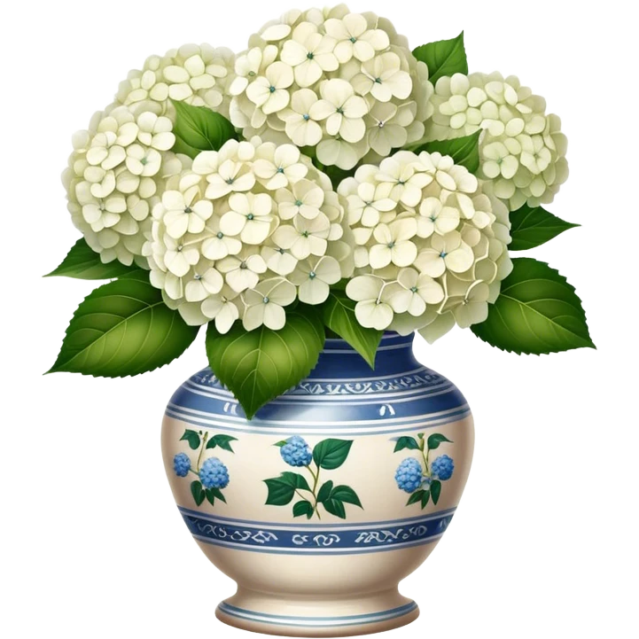 White Hydrangeas in vintage vase emoji
