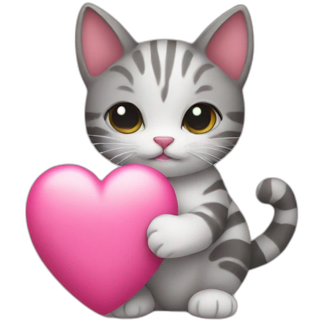 cat holding pink heart icon emoji