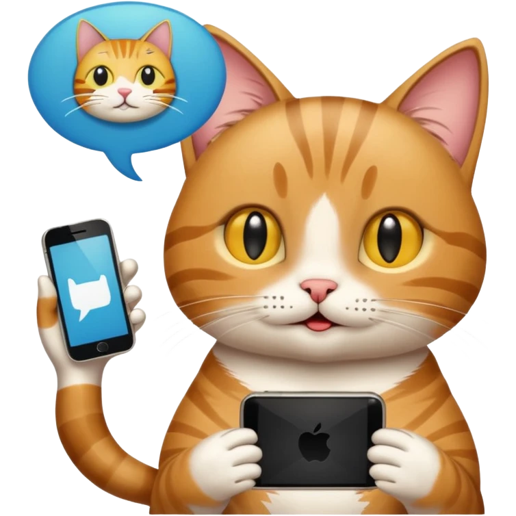 thankful cat holding a phone with screenshots, speech bubble saying 'these screenshots are worth more than gold these days', white background emoji