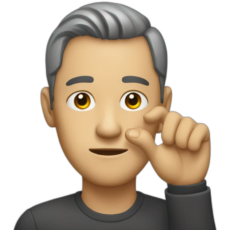 A man points with his hand to his eye emoji