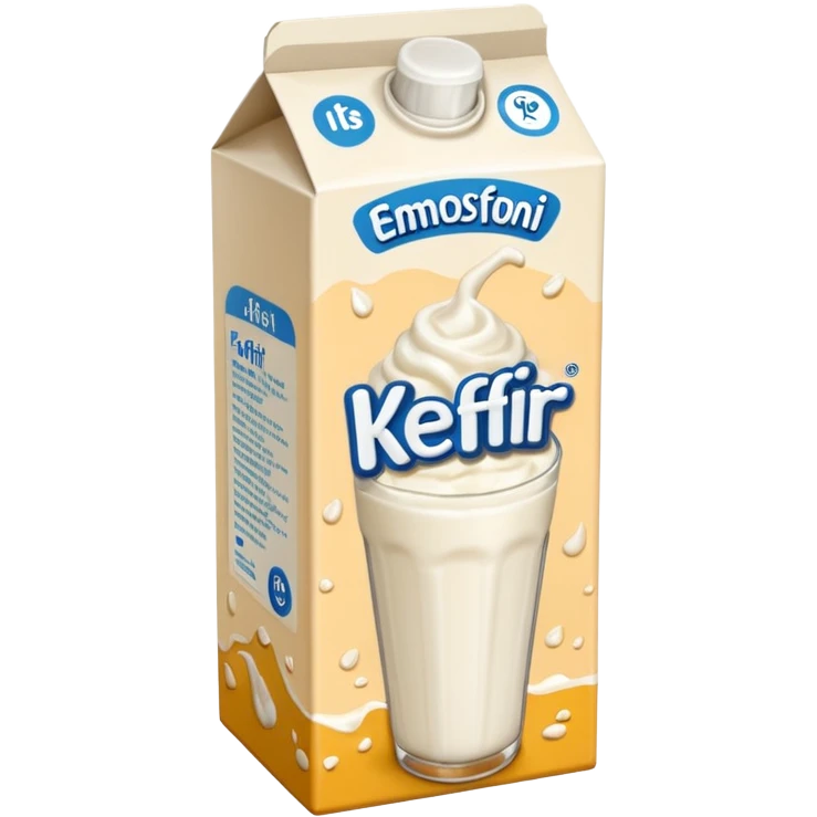 Fermented drinkable yoghurt-milk drink kefir in a tall carton   emoji