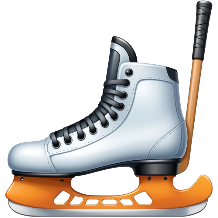 Please, make An icon featuring The background shows a packed stadium with cheering fans, bright arena lights, and an icy rink and close-up shots of key hockey equipment: a hockey stick, puck, and skates. Transparent background highlights the essentials of the game and the thrill of the sport. emoji