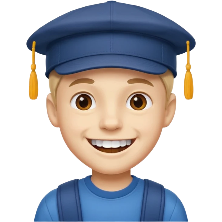 schoolboy with big front teeth wearing a cap emoji