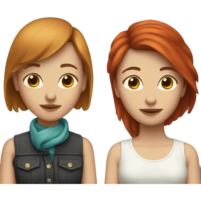 Brunette and redhead lesbian couple emoji