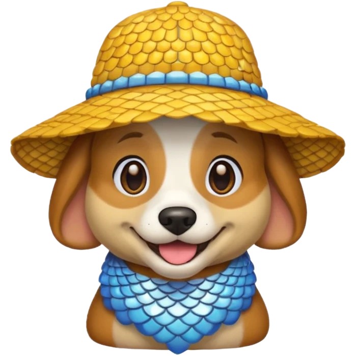 dog covered in scales wearing a hat, emoji style emoji
