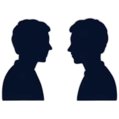 two silhouettes of people talking to each other emoji