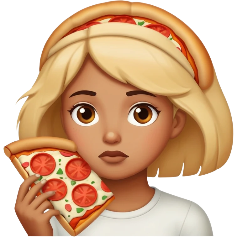 super super hungry girl thinking about pizza emoji