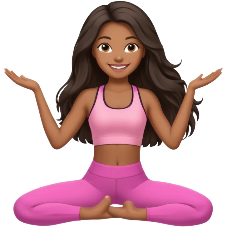 black birthday girl long hair, pink pilates outfit emoji