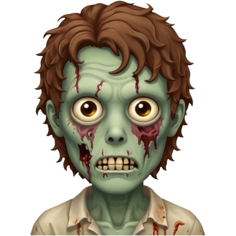 Zombie with lil bit curly medium brown hair  emoji
