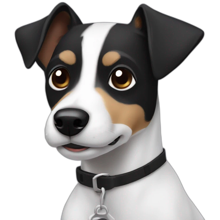 Black and white Jack russel with raise black ears emoji
