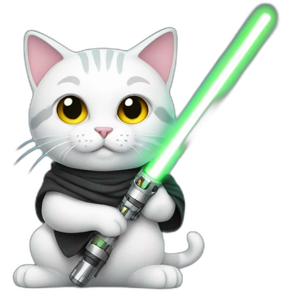 cat holding lightsaber emoji