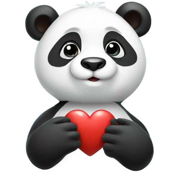 Panda with heart in hands emoji