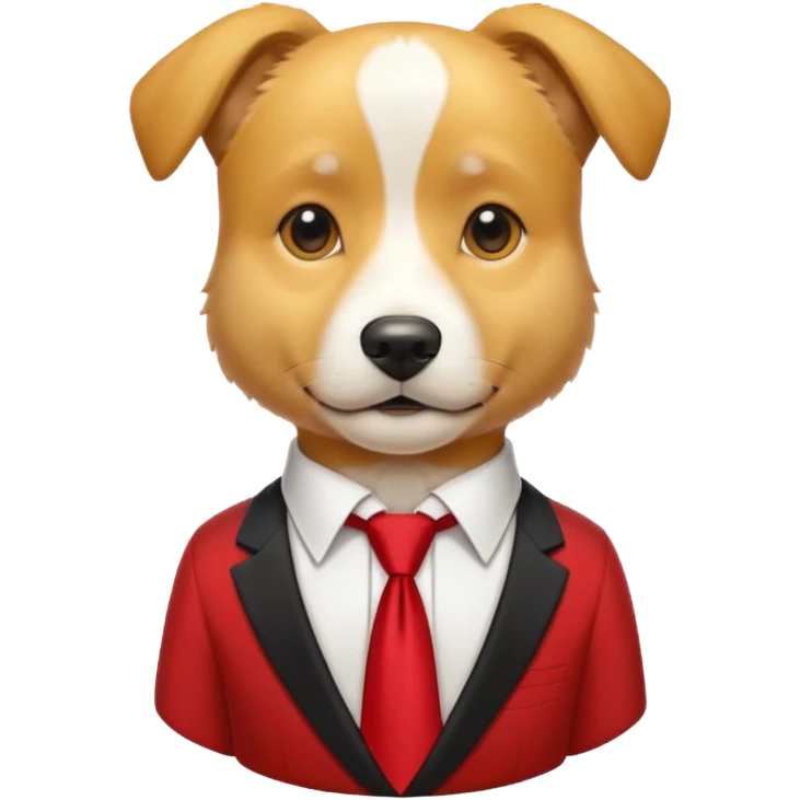 golden dog with white tie,red shirt emoji