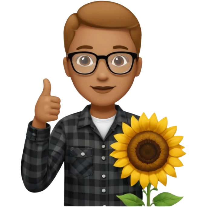 Make my biology teacher shes light brown, wears glasses, fat, all black flannel and sunflower shirt under and make her give 1 thumbs up emoji