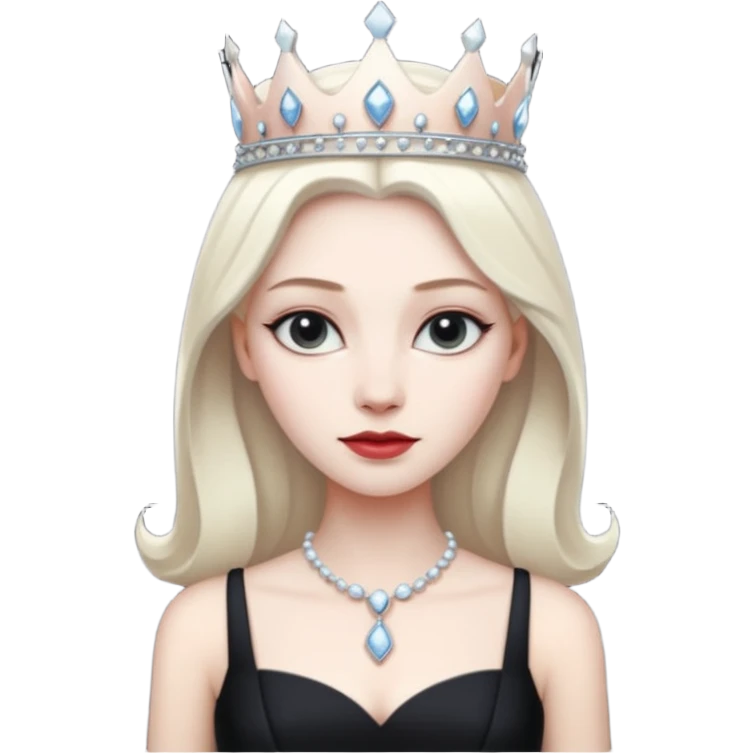 black chess pieces, queen, white emoji